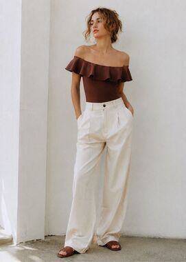 Sezane Edith Body Suit bodysuit  XS Brown $145.00